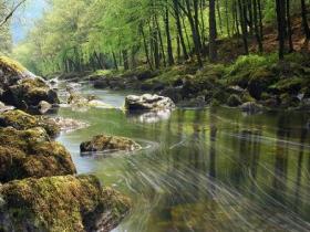 creation of woman rocks and stream