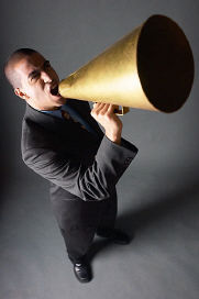 christian spiritual growth man with bullhorn